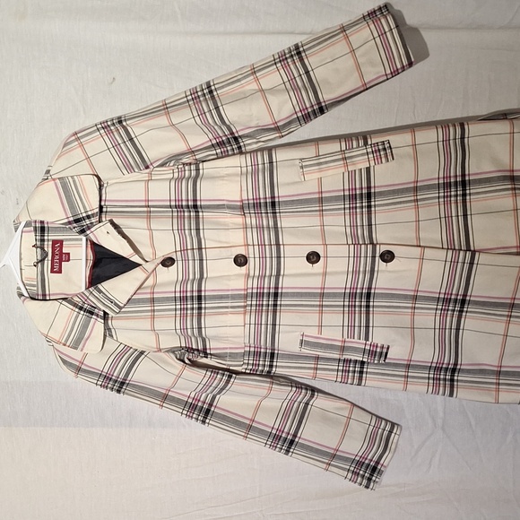 Merona Jackets & Blazers - Cotton Plaid Coat, Lined, Black And Cream, Large Buttons, Merona, Sz 8, NWOT